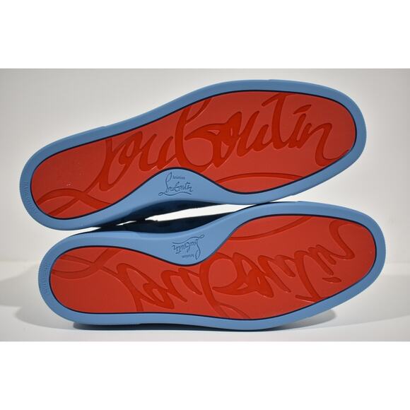 Christian Louboutin Mens Louis Orlato Flat Panorama Blue High Top Sneaker 45 12 - Picture 12 of 12